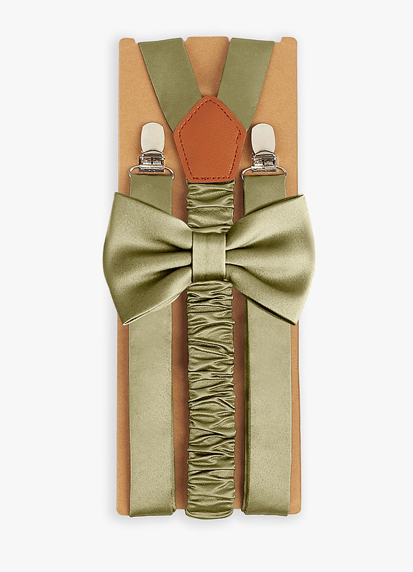 front Passendes Set aus Fliege und Hosenträgern aus mattem Satin