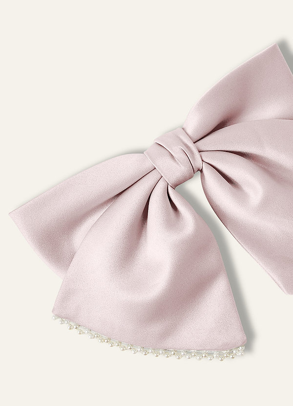front Matching Color Satin Pearl Bow Hair Clip
