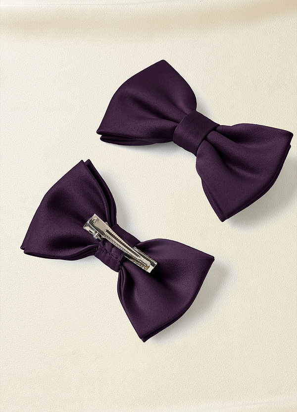 front Matte Satin Bow Hair Clip Set