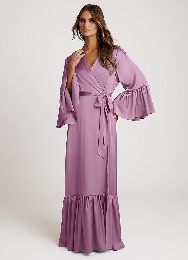 front Wisteria Long Bridal Ruffle Robe