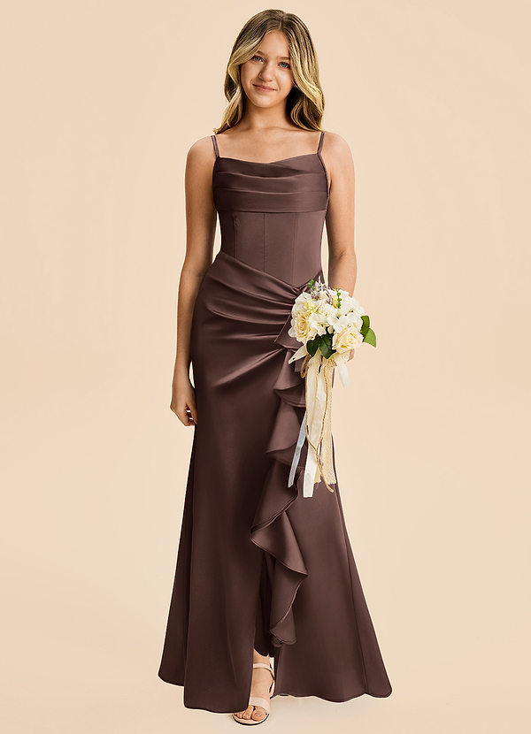 Rosalia Junior Ganache Sheath Pleated Stretch Satin Dress image1