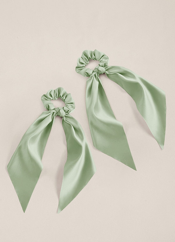 front Matching Color Matte Satin Hair Scarf Scrunchie Set