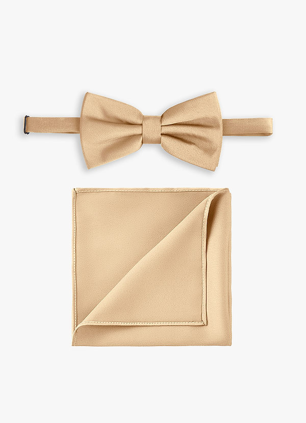 front Stretch Satin Bow Tie and Pocket Square Set