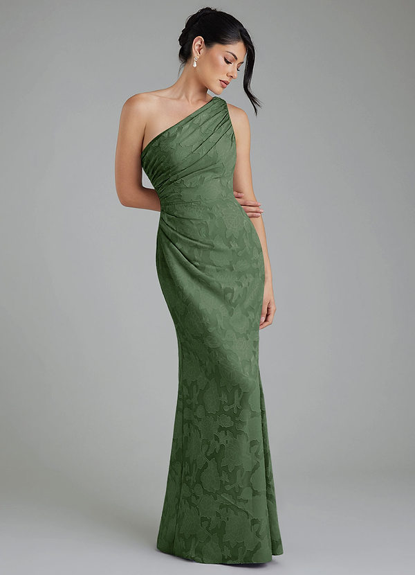 Azazie Akilah Bruidsmeisjesjurken Jurk van Bloemen Burn-out met Zeemeermin One-shoulder Eucalyptus image1