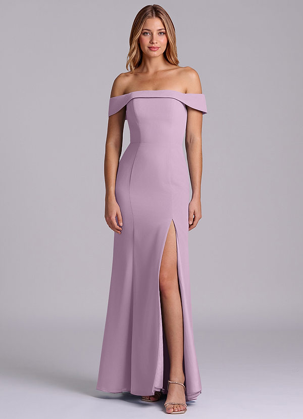 Azazie Luciana Suknie dla druhen Osłona Zza ramienia Szyfon Do ziemi Sukienka image1