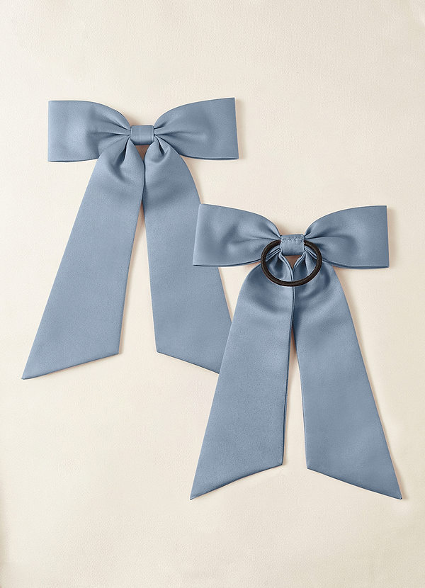 front Matching Color Matte Satin Bow Hair Tie Set