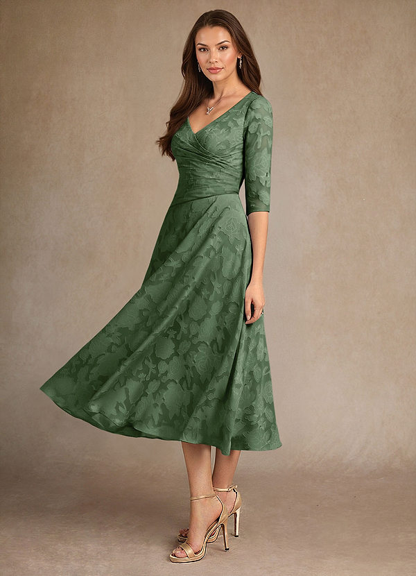 Azazie Durant Abiti da Mamma Sposa Abito A-Line in Burnout Floreale Plissettato Eucalipto image1