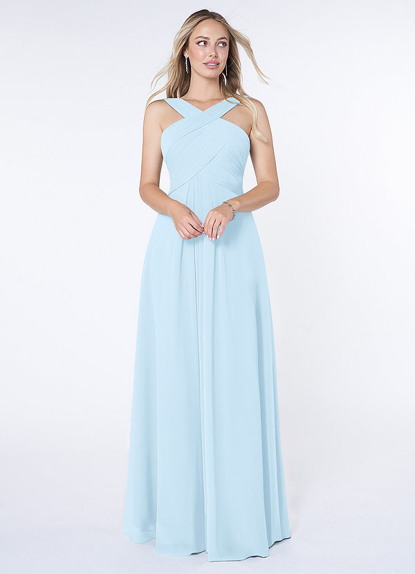 Azazie Kaleigh Bridesmaid Dresses Sky Blue A-Line Pleated Chiffon Dress image1