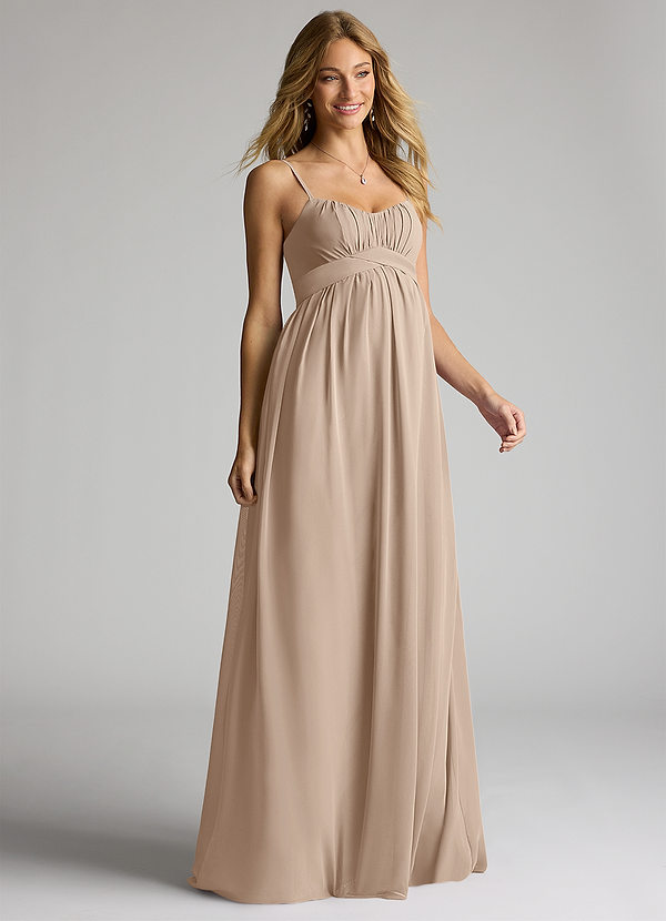 Azazie Llana Maternity Bridesmaid Dresses Vestido Linha A Comprimento do chão Chiffon image1
