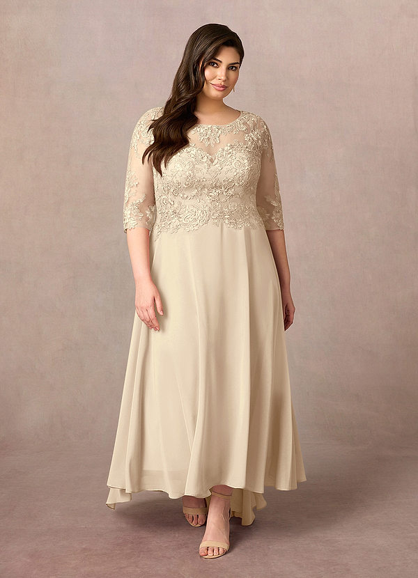 Azazie Monza Abiti da Mamma Sposa Abito A-Line in Chiffon Pizzo Champagne image1