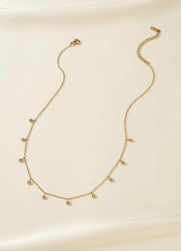 front Floating Multi-Stone Bezel Necklace