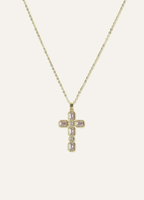front 18K Gold Plated Cross Pendant Necklace