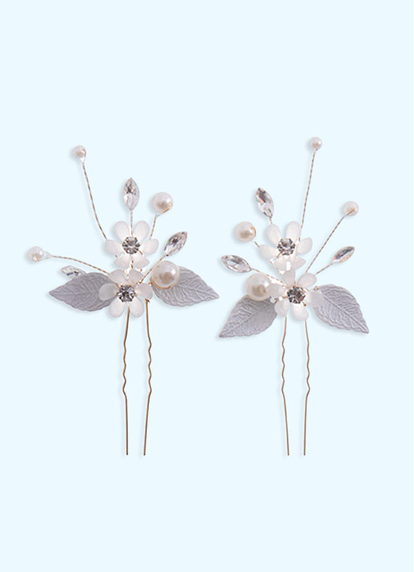 front Floral Twigs Hair Pins