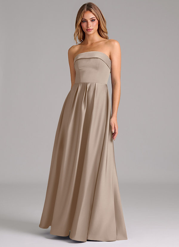 Lucienne Bridesmaid Dresses Taupe A-Line Strapless Stretch Satin Convertible Dress image1