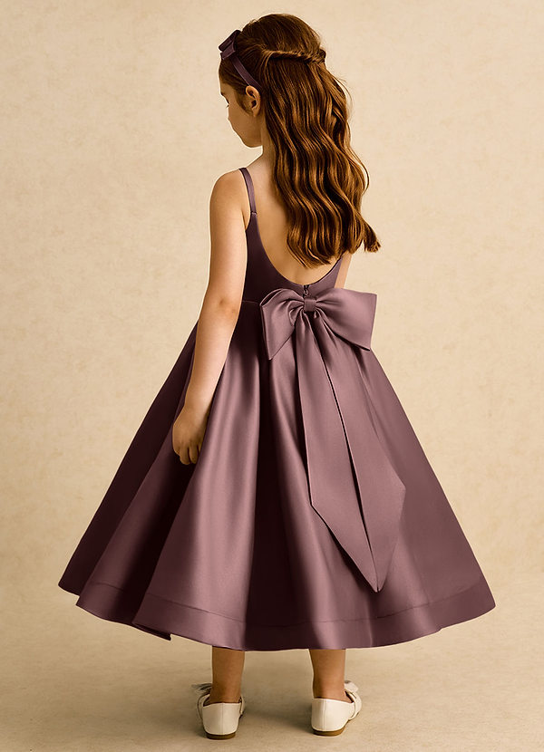 Azazie Babs Blumenkinder Kleider Ballkleid Plissee Matte Satin Kleid Espresso image1