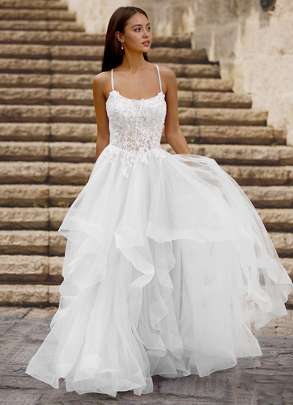 Mosaic Weiß Ballkleid mit Rüschen image1