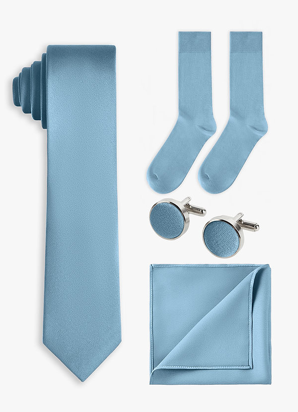 front Matching color 4-Piece Stretch Satin Skinny Tie Set