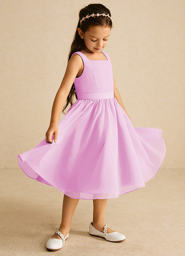 Azazie Ari Flower Girl Dresses Candy Pink A-Line Sleeveless Chiffon Dress image1