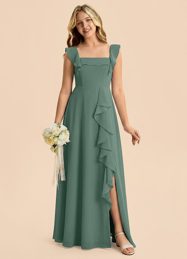 Azazie Nori Junior A-Linie Gestreift Chiffon Kleid Seemoos image1