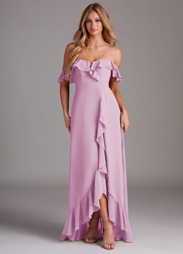 Azazie Lyra Bridesmaid Dresses Candy Pink A-Line Chiffon Convertible Dress image1