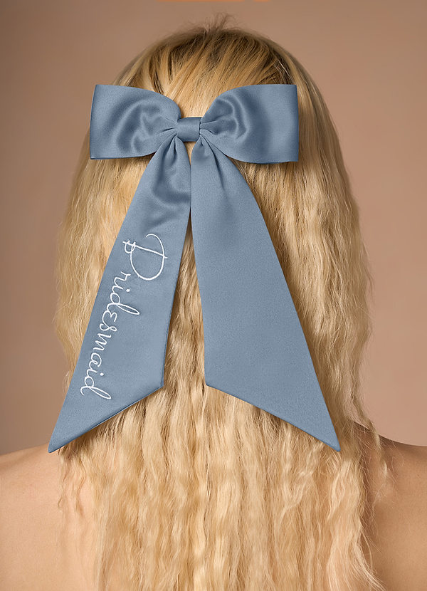 front Personalized Embroidered Matching Color Bow Hair Clip