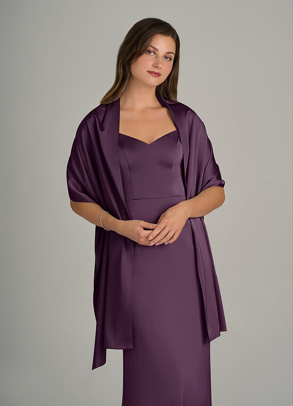 front Azazie Matching Color Ireland Stretch Satin Shawl