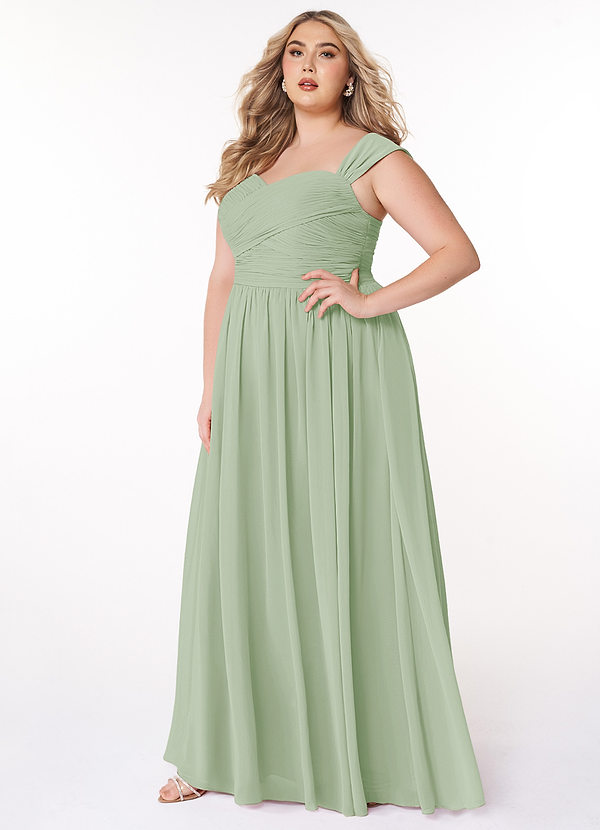 Azazie Zapheira Bridesmaid Dresses Dusty Sage A-Line Ruched Chiffon Dress image1