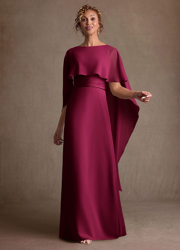 Azazie Marilla Vestidos para la madre de la novia Vestido Borgoña de Gasa de Corte en A con Plisado image1