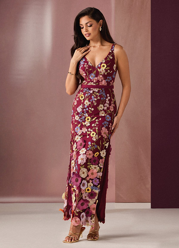 Calista Red Multi Floral Floral Maxi Dress image1