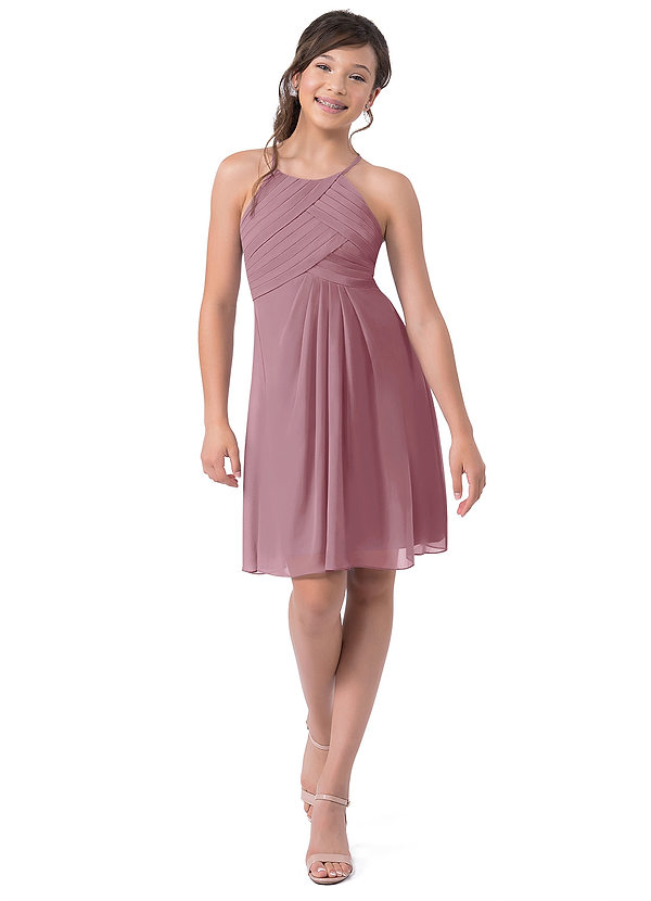 Vestidos Modernos Para Damas De Honor Junior De Longitud Té Con Falda AsiméTrica Topo