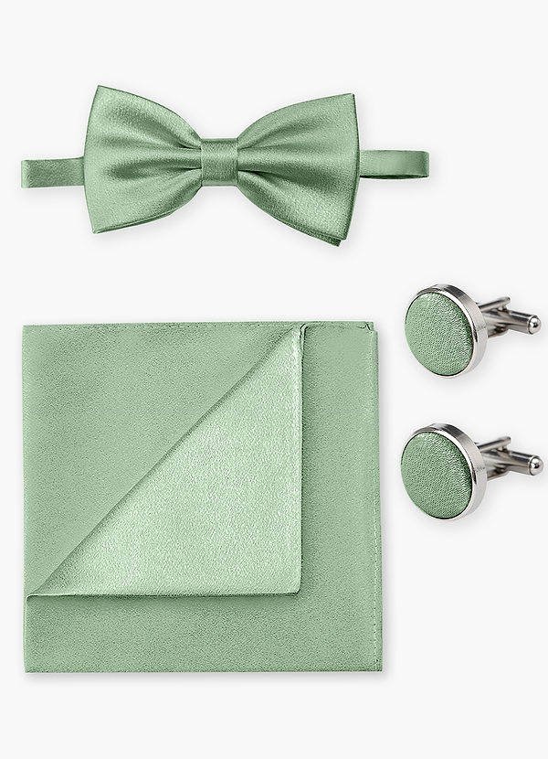front Matching Bow Tie & Pocket Square & Cuff Links Set