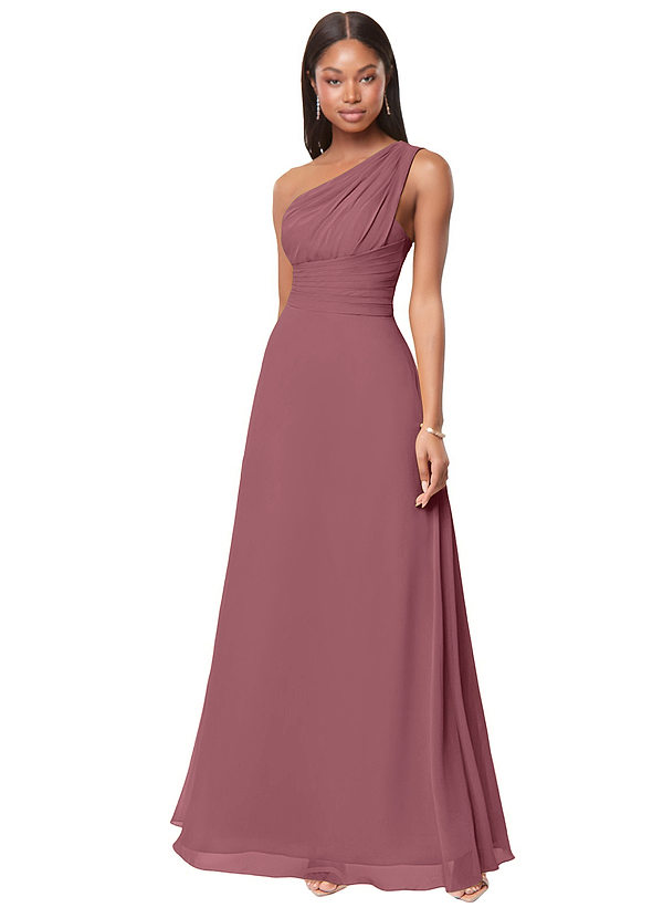 Azazie Ashley Abiti da Damigella Abito A-Line in Chiffon Drappeggiato Rosa Del Deserto image1