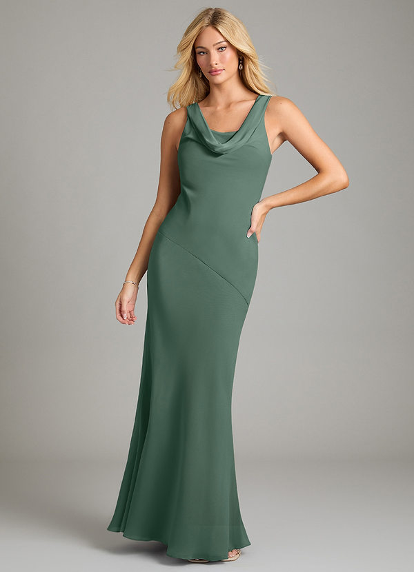 Azazie Rylina Bridesmaid Dresses Sea Moss Mermaid Pleated Chiffon Dress image1