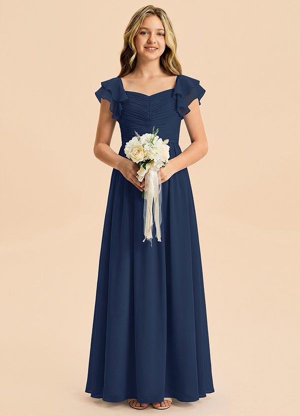 Azazie Anaya Junior Dark Navy A-Line Sweetheart Neckline Chiffon Dress image1
