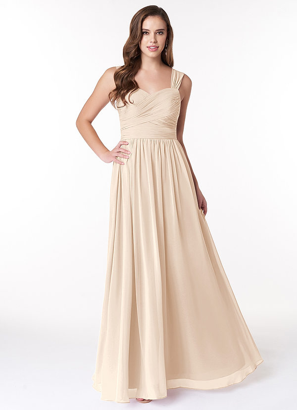 Azazie Zapheira Bridesmaid Dresses White Alabaster A-Line Ruched Chiffon Dress image1