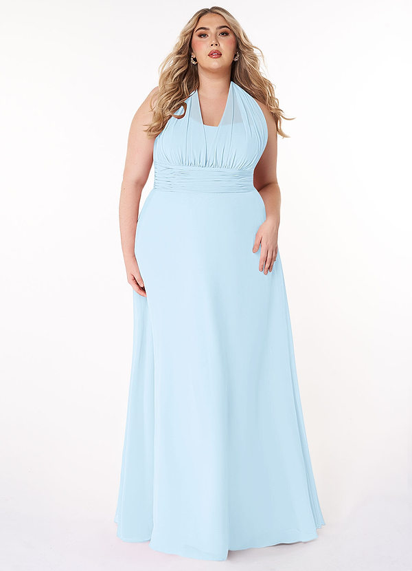 Azazie Fifi Bridesmaid Dresses Sky Blue A-Line Strapless Chiffon Convertible Dress image1