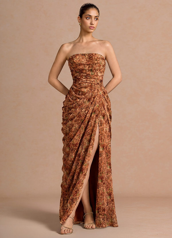 Kaavia Orange Floral Maxi Dress image1