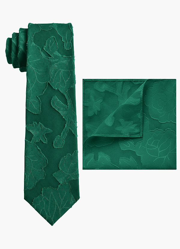 front Floral Burnout Wide Tie and Pocket Square Set