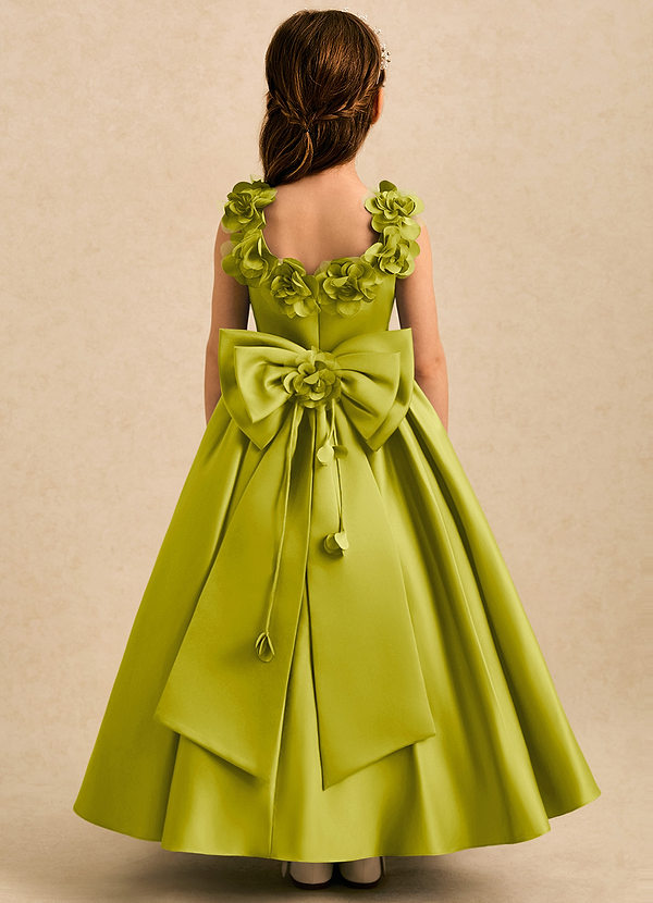 Eden Flower Girl Dresses Lemongrass Ball-Gown Pleated Matte Satin Dress image1