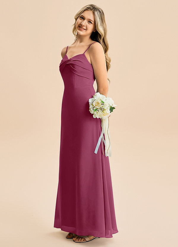 Azazie Jordyn Junior Linia A Dekolt w kształcie serca Szyfon Długość podłogi Młodsza druhna Sukienka image1