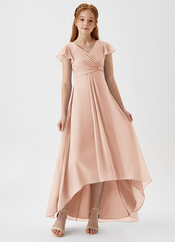 Azazie Breanne Junior Vestido de Rosa Inglesa de Gasa de Corte En A image1