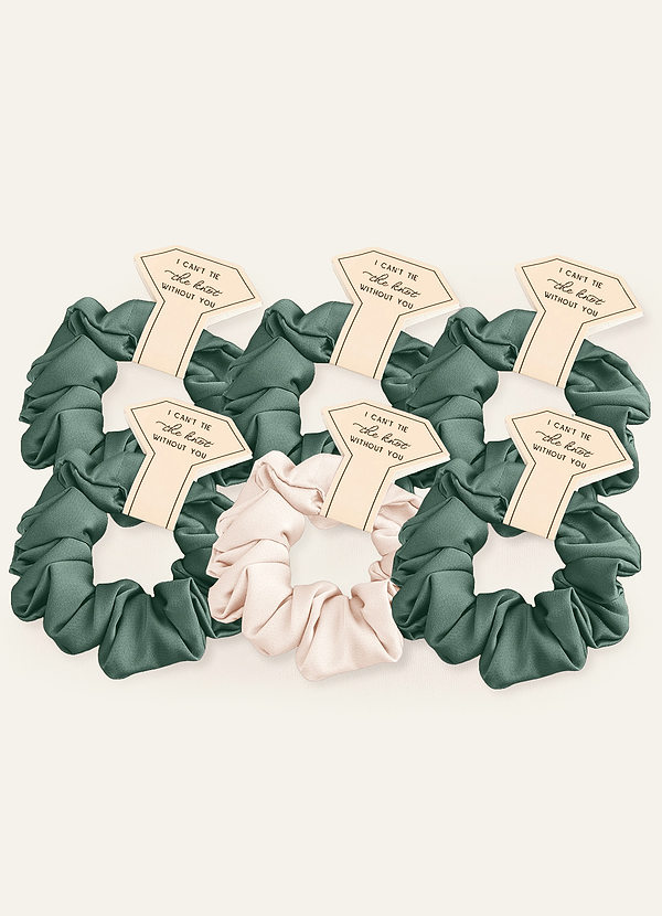 front Matching Color Six-Piece Mixed Color Bridesmaid Stretch Satin Regular Size Scrunchie Set