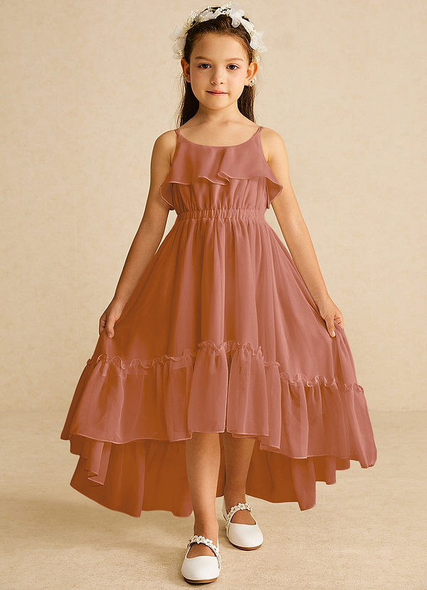 Azazie Karmen Flower Girl Dresses MAI TAI A-Line Ruched Chiffon Dress image1