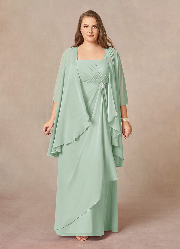 Azazie Weisz Mother of the Brides Dresses Agave A-Line Square Neckline Pleated Chiffon Dress image1