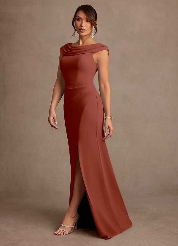 Azazie Irvine Mother of the Brides Dresses Auburn A-Line Pleated Chiffon Dress image1