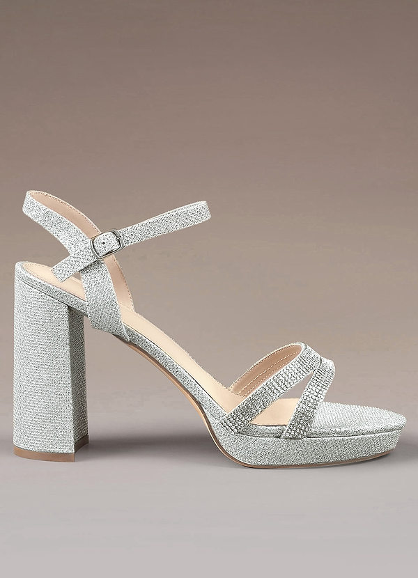 front Glitter Buckle Chunky Heeled Sandals