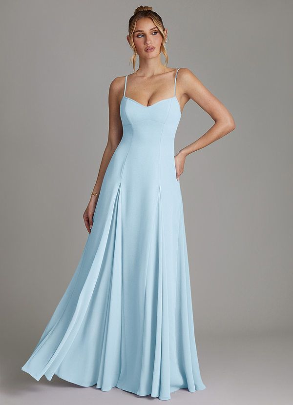 Azazie Imani Vestidos Dama de Honor Vestido de Azul Cielo de Gasa de Corte en A con Escote de Corazón image1