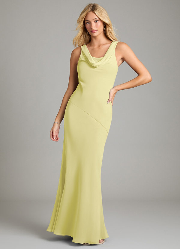 Azazie Rylina Bridesmaid Dresses Lemon Sorbet Mermaid Pleated Chiffon Dress image1