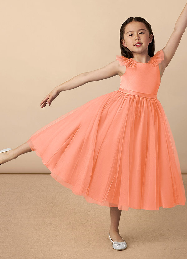 Azazie Dolly Flower Girl Dresses Sunset A-Line Bow Tulle Dress image1