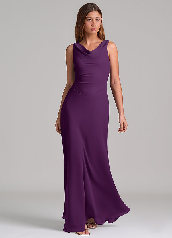 Azazie Nerine Brudtärneklänningar Klä av A-Linje i Chiffong Plisserad Druva image1